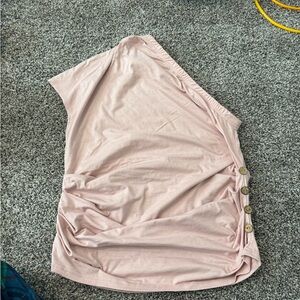 Pink One-Shoulder Top with Button Detail